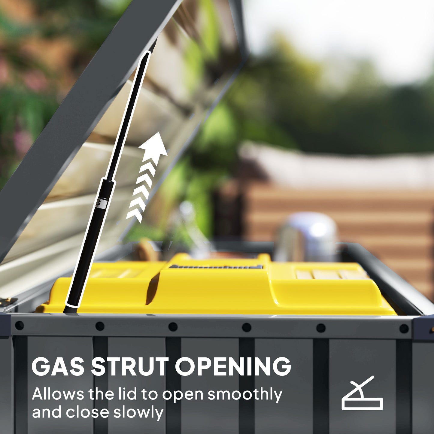 Outsunny 400L waterproof metal outdoor storage box with lock and keys, suitable for garden storage.