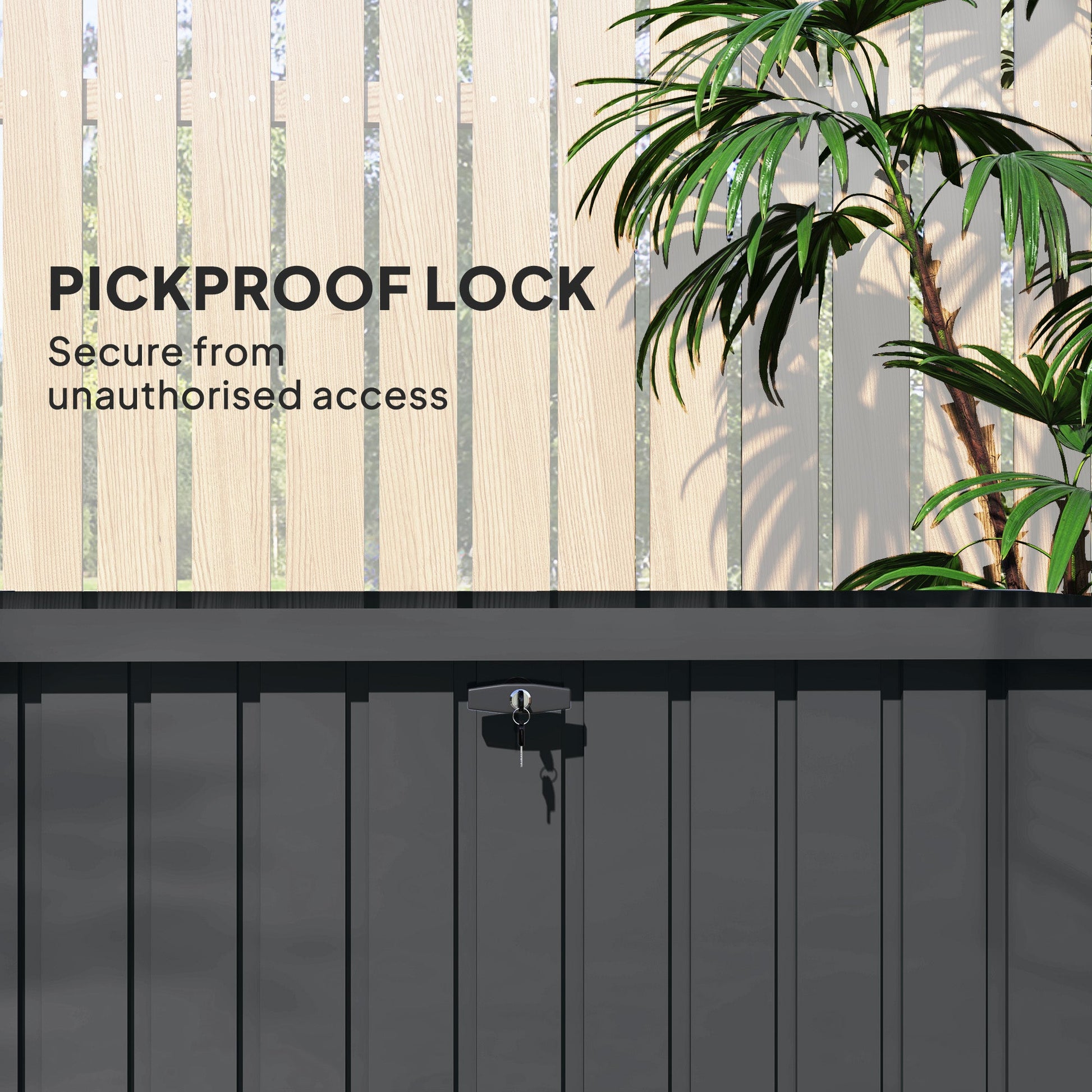 Outsunny 400L waterproof metal outdoor storage box with lock and keys, ideal for garden storage and weather-resistant outdoor use
