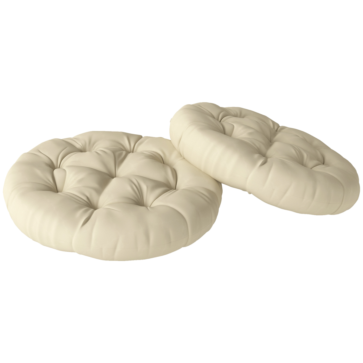 Set of two tufted round outdoor seat cushions by Outsunny, garden chair pads for outdoor patio and garden furniture.