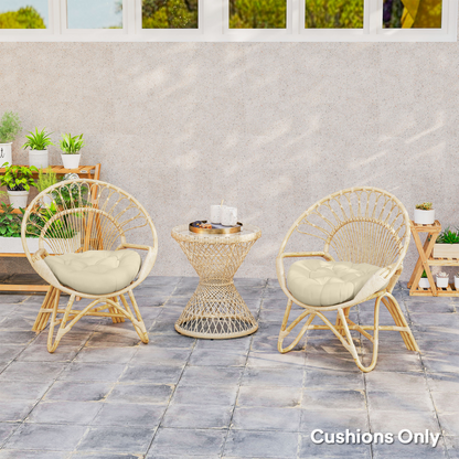 Set of two Outdoorsunny tufted round chair cushions for garden outdoor seating, comfortable padded seat pads.
