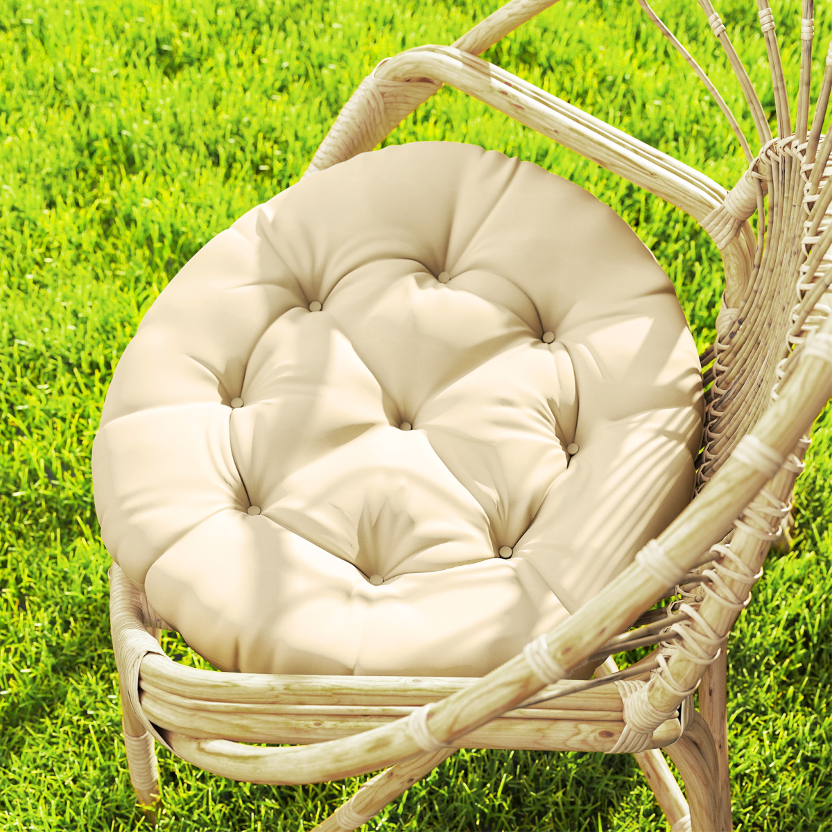 Set of two Outsunny outdoor tufted round chair cushions for garden seating, featuring plush padding and comfortable design.
