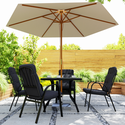 Outsunny garden dining set with glass table and umbrella hole, outdoor furniture for patio or garden dining areas