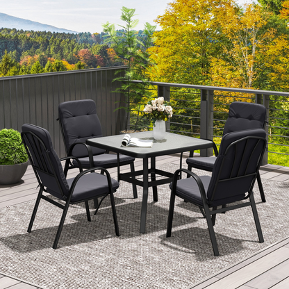 Outsunny garden dining set with glass table and umbrella hole, outdoor patio furniture for outdoor dining and gatherings