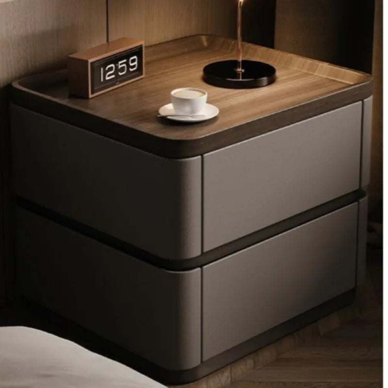 Klassyx minimalist premium bedside cabinet with sleek wood finish and modern design, featuring a single drawer and open storage space.