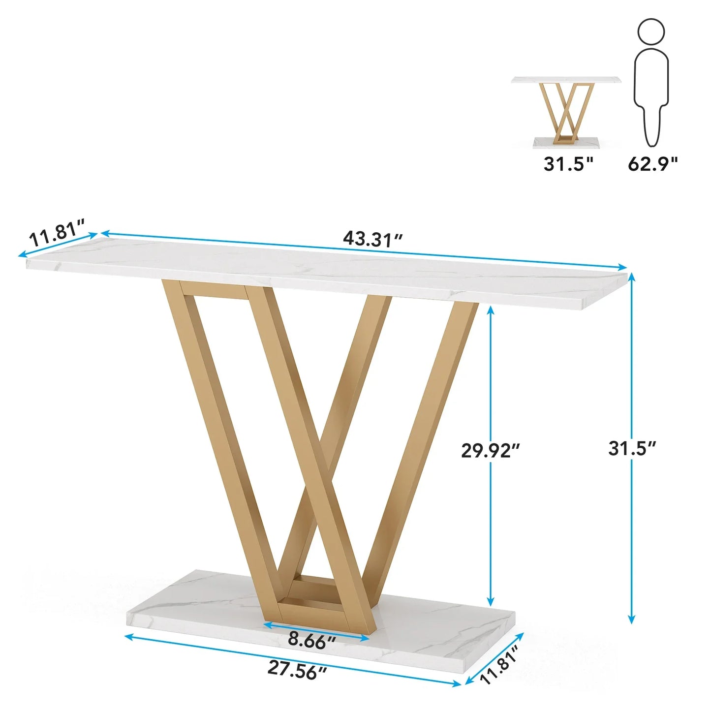 Klassyx industrial console table with metal frame and wooden top, ideal for entryways or living room decor.