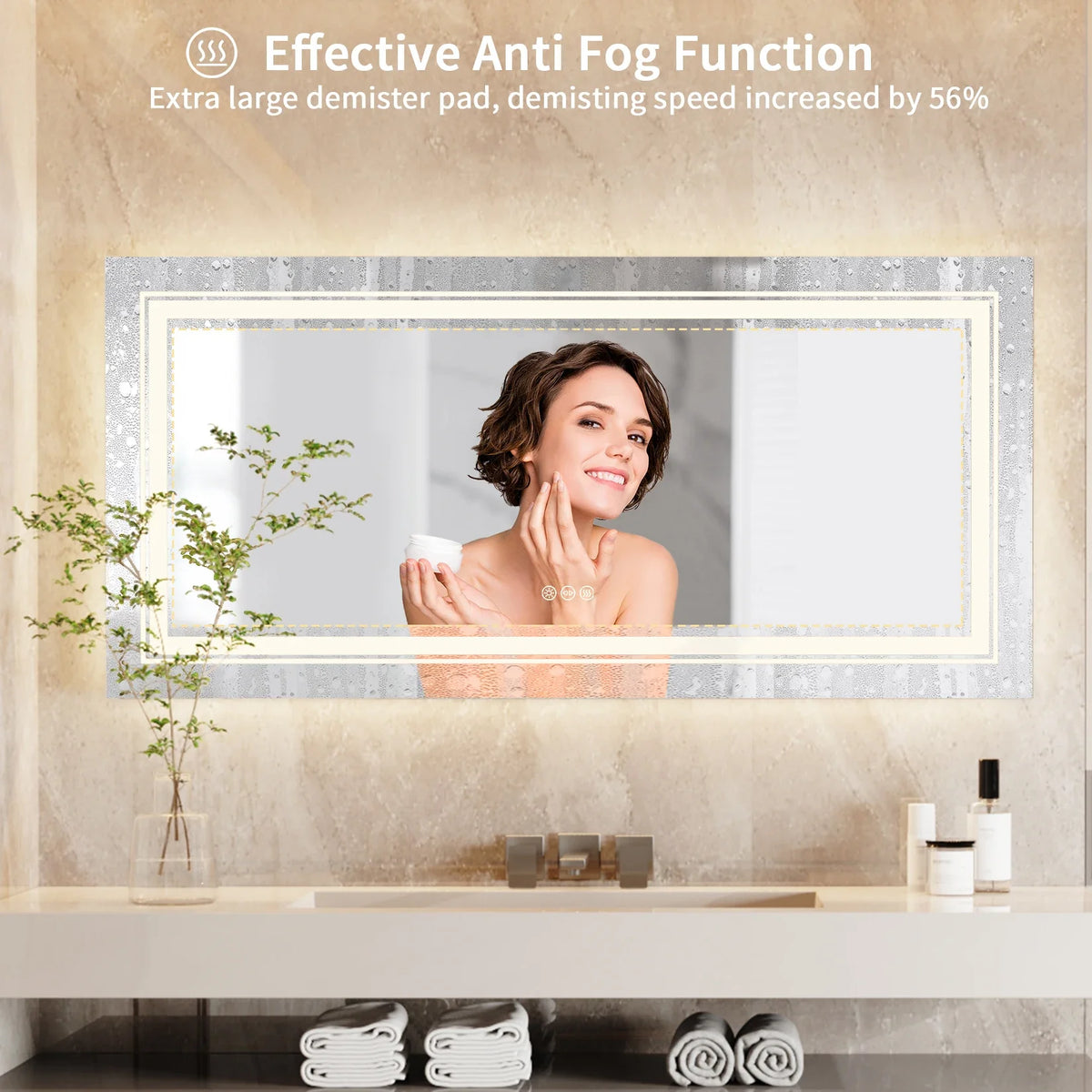 Large Illuminated LED Bathroom Mirror with Front & Backlit Lighting