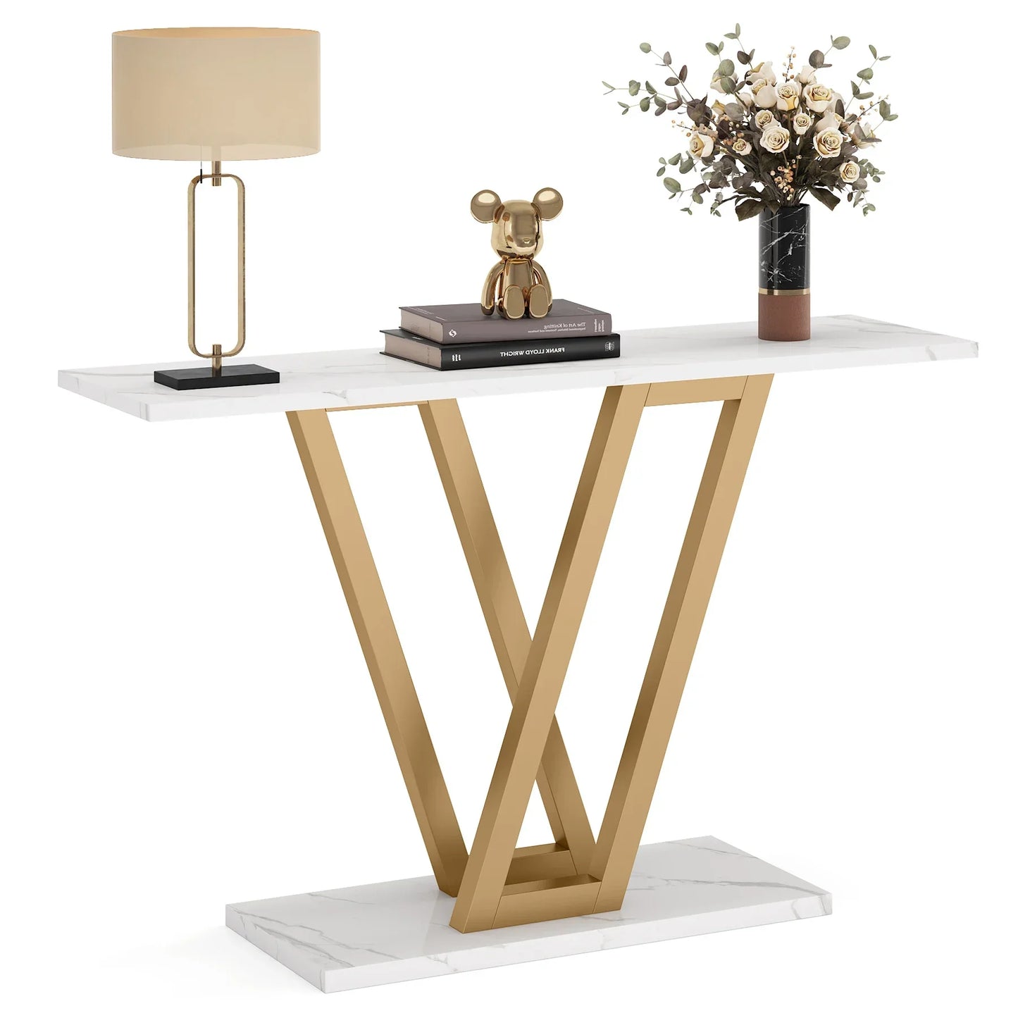 Klassyx industrial console table with metal frame and wooden tabletop, ideal for modern entryways or living spaces.