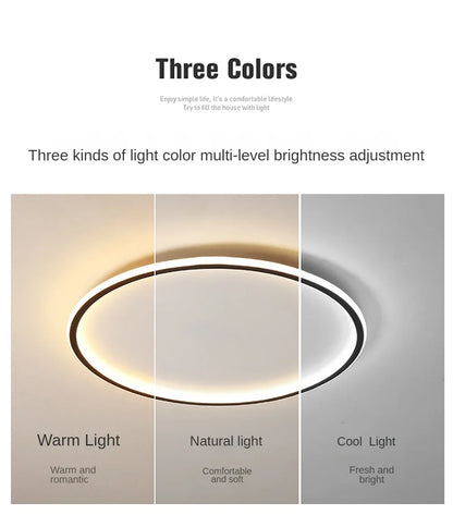 Dimmable LED ring flush mount chandelier in black and white with modern design, ideal for ceiling lighting in contemporary interiors.