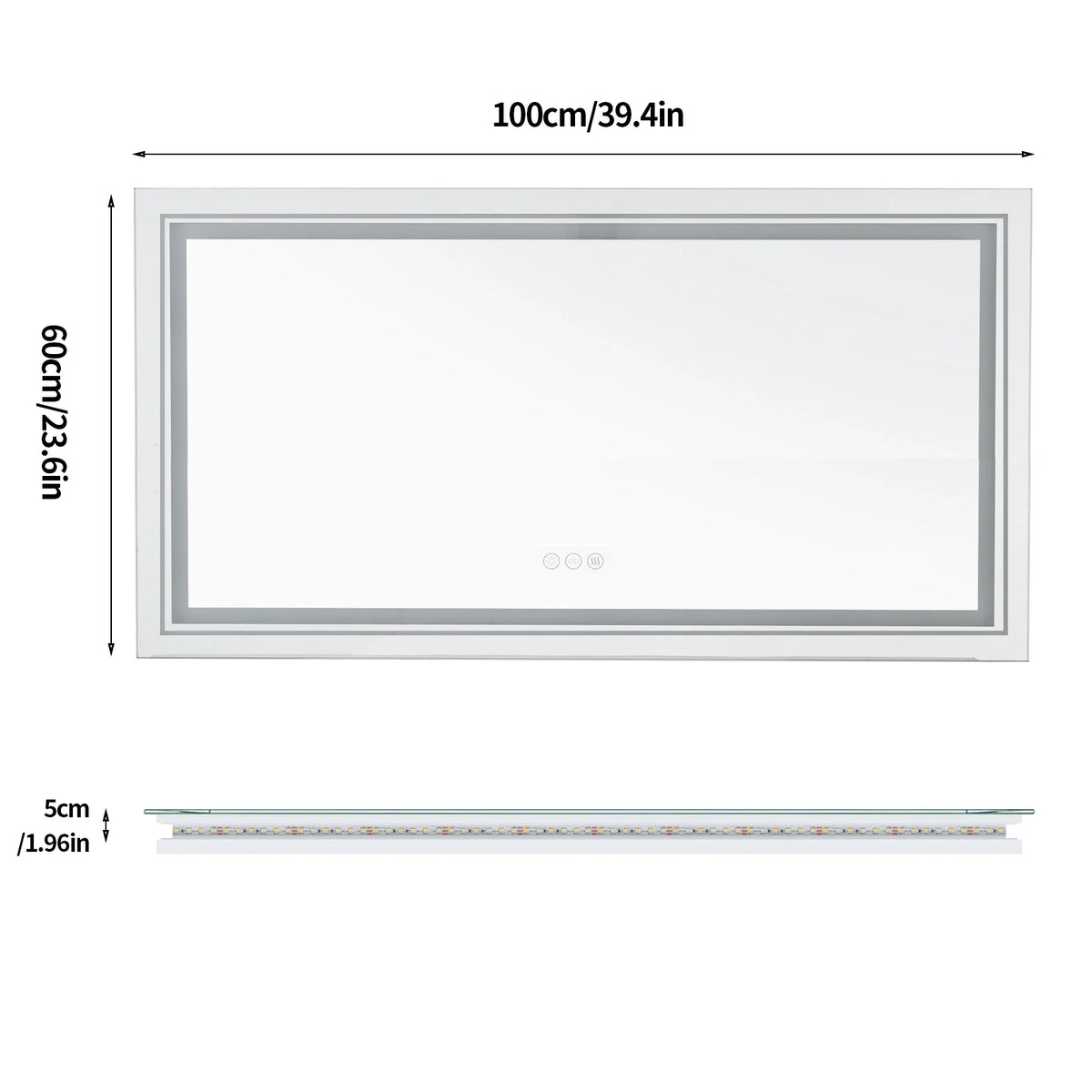Large Illuminated LED Bathroom Mirror with Front & Backlit Lighting
