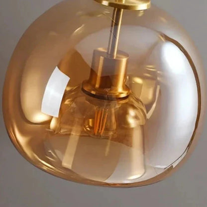 Black and gold dome semi-flush glass ceiling light with E27 socket, ideal for bedroom or bathroom lighting from Light My House.