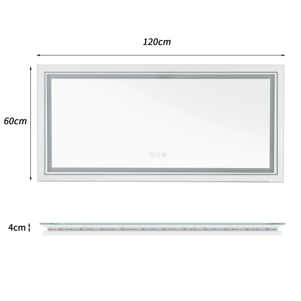 Large Illuminated LED Bathroom Mirror with Front & Backlit Lighting