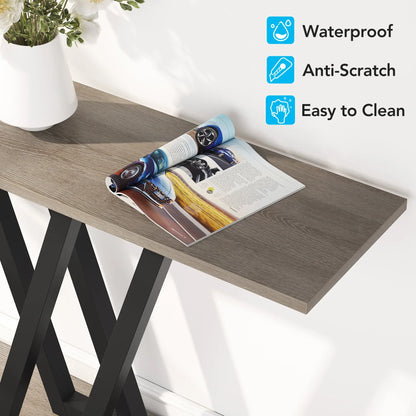 Industrial console table by Klassyx featuring a sturdy metal frame and wooden top, perfect for modern home or office decor.