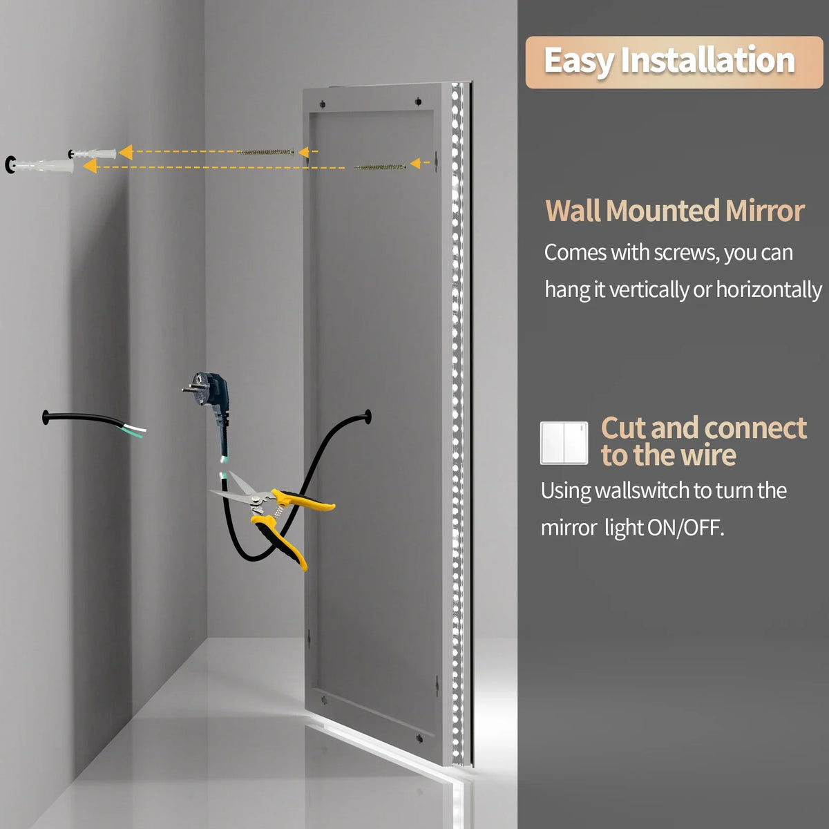 Large Illuminated LED Bathroom Mirror with Front & Backlit Lighting