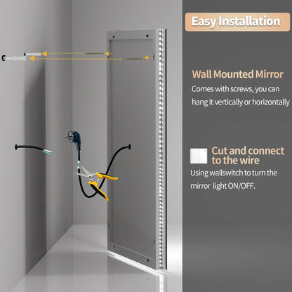 Large Illuminated LED Bathroom Mirror with Front & Backlit Lighting
