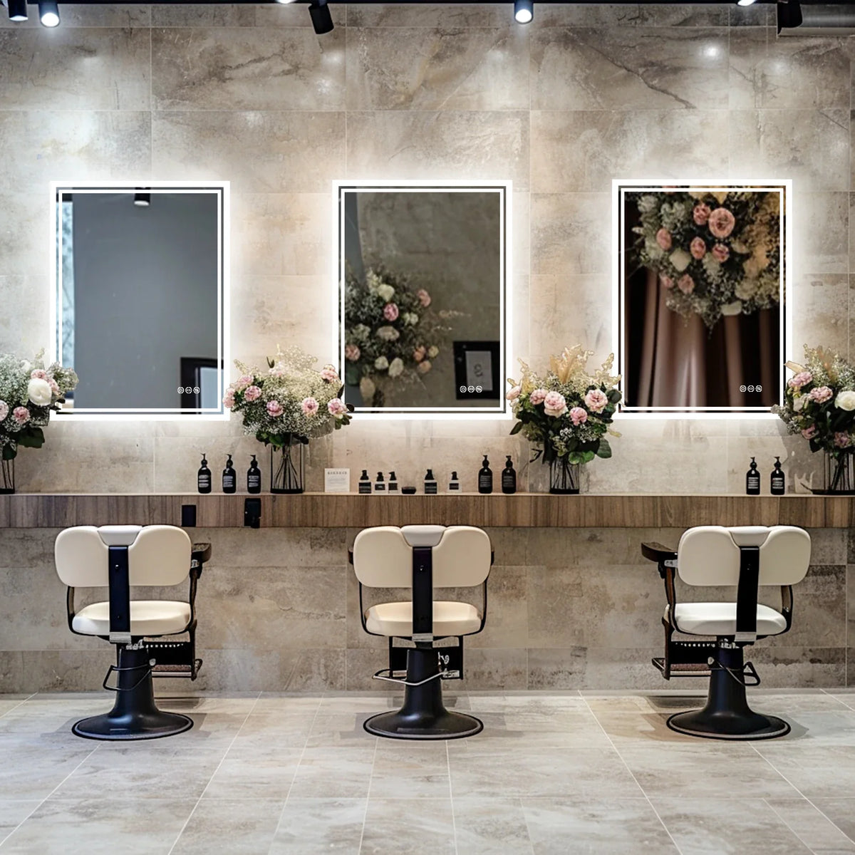 LED Illuminated Bathroom Mirror with Anti-Fog & 3-Colour Touch Lighting