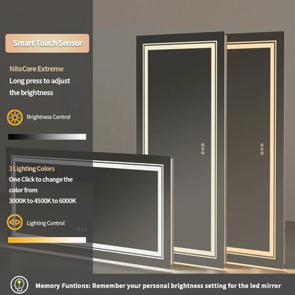 Large Illuminated LED Bathroom Mirror with Front & Backlit Lighting