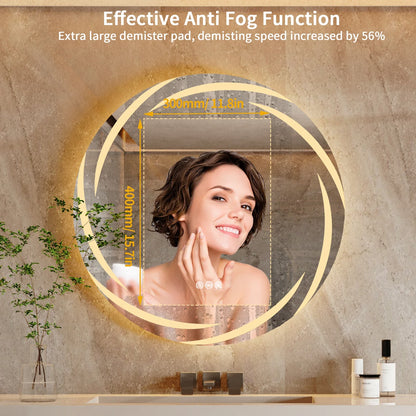 Round LED Bathroom Mirror with Backlit Illumination
