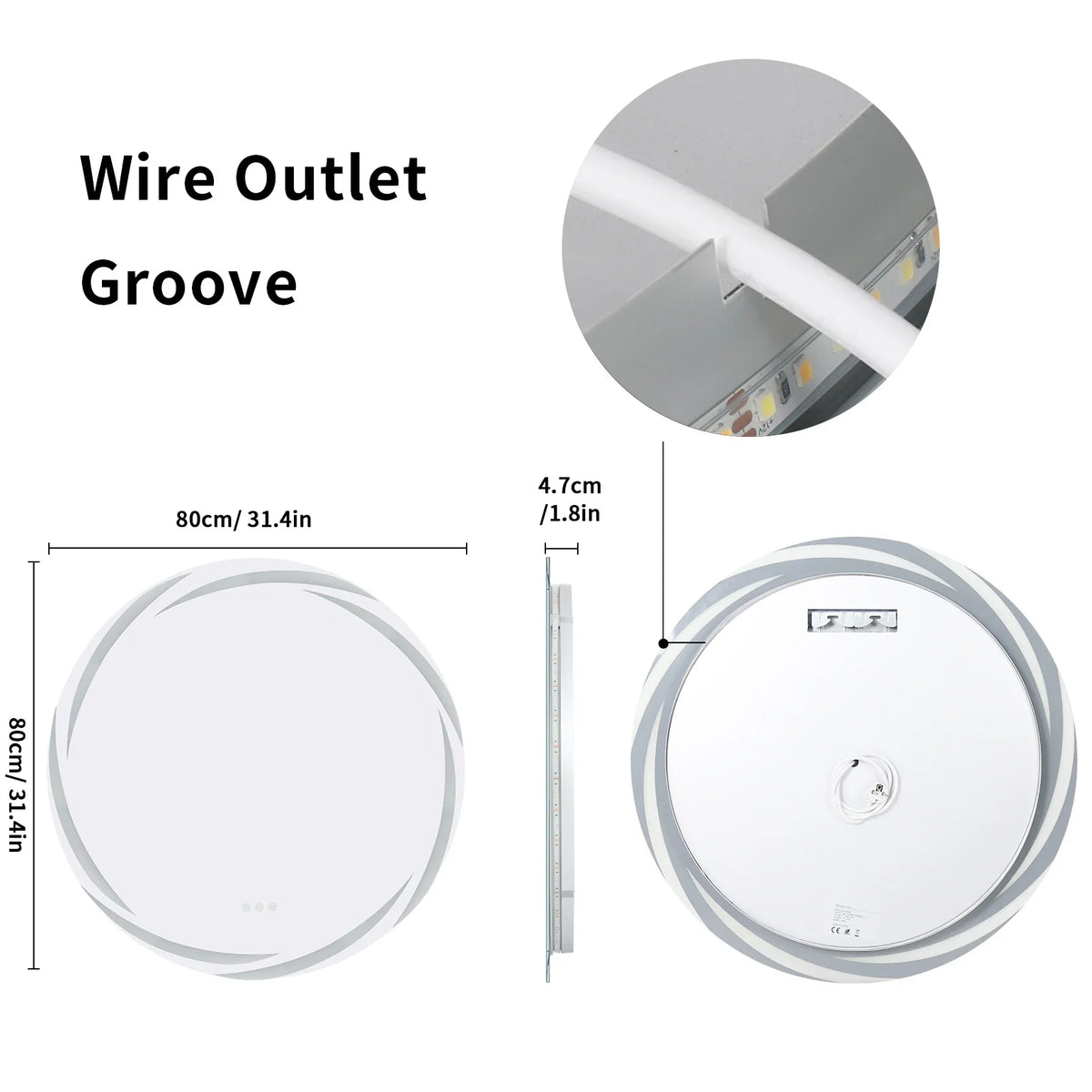Round LED Bathroom Mirror with Backlit Illumination