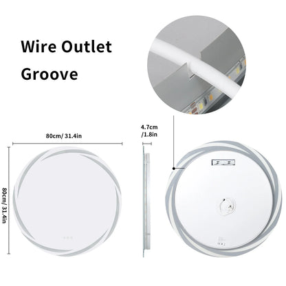Round LED Bathroom Mirror with Backlit Illumination