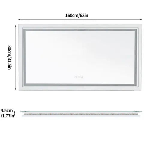 Large Illuminated LED Bathroom Mirror with Front & Backlit Lighting