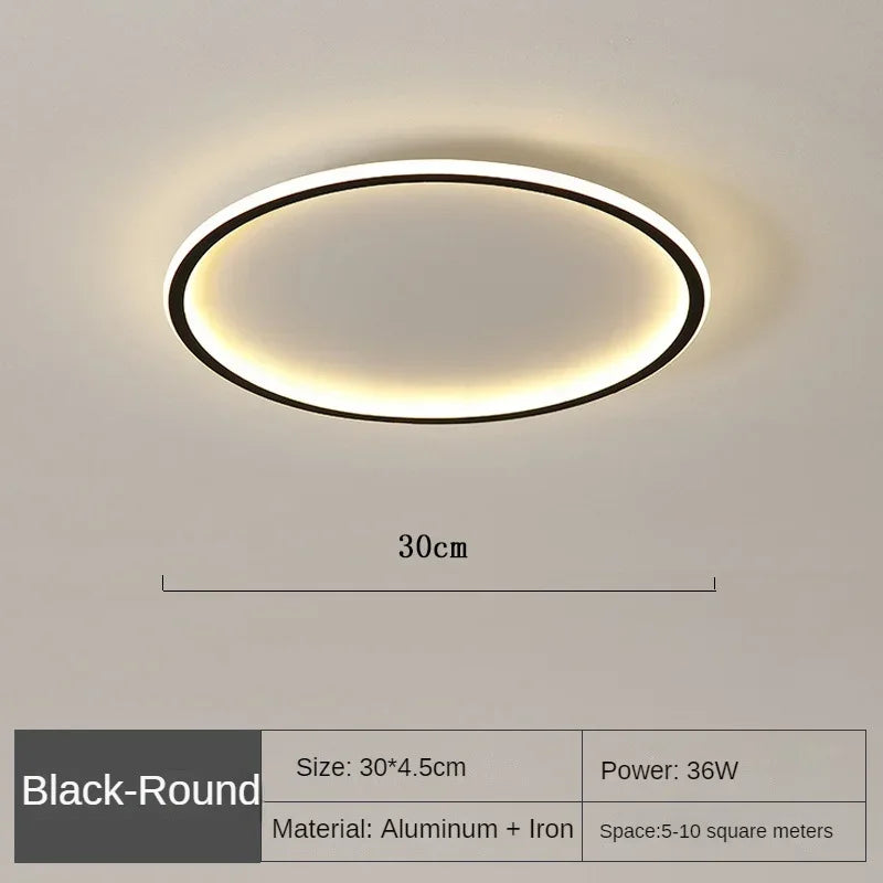 Dimmable LED ring flush mount chandelier in black and white with modern design, suitable for ceiling lighting in contemporary interiors