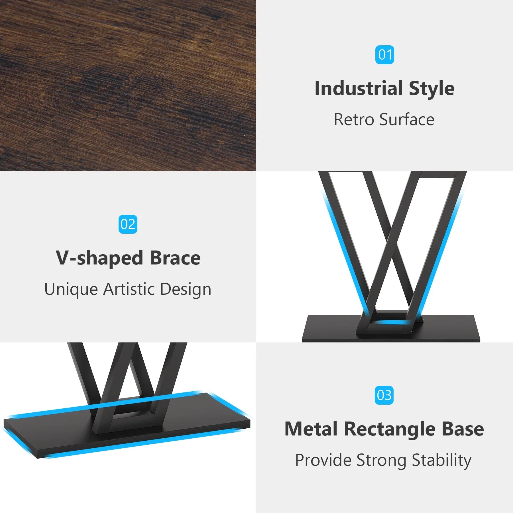 Klassyx industrial console table with a sturdy metal frame and wooden tabletop, ideal for entryways or living spaces.