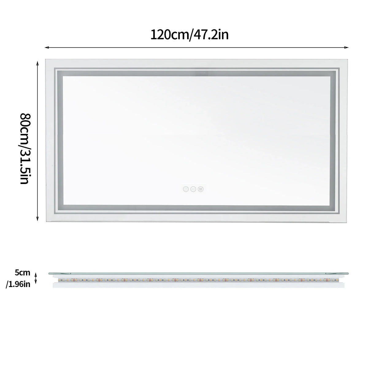 Large Illuminated LED Bathroom Mirror with Front & Backlit Lighting