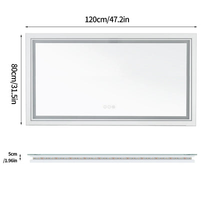 Large Illuminated LED Bathroom Mirror with Front & Backlit Lighting