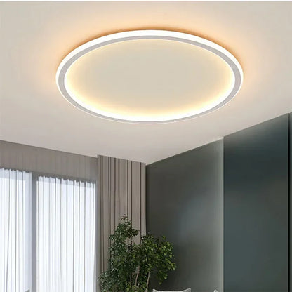 Black and white LED ring flush mount chandelier by Light My House, dimmable ceiling light with modern design and sleek finish.