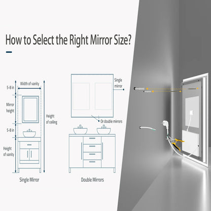 LED Illuminated Bathroom Mirror with Anti-Fog & 3-Colour Touch Lighting