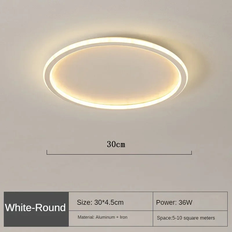Dimmable LED ring flush mount chandelier in black and white, modern ceiling light with sleek design and ambient lighting.
