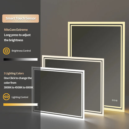 LED Illuminated Bathroom Mirror with Anti-Fog & 3-Colour Touch Lighting