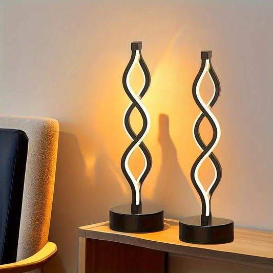 Modern Twist LED table lamp by DArtano, dimmable night light providing soft ambient illumination with sleek design.