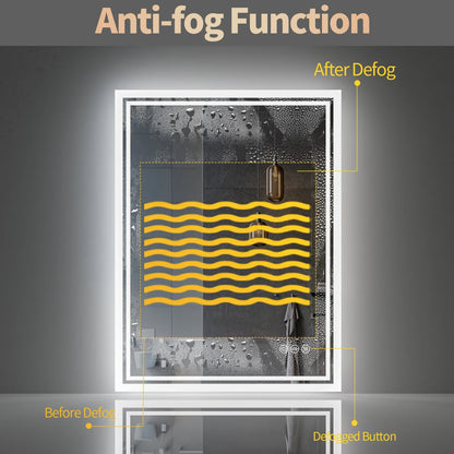 LED Illuminated Bathroom Mirror with Anti-Fog & 3-Colour Touch Lighting