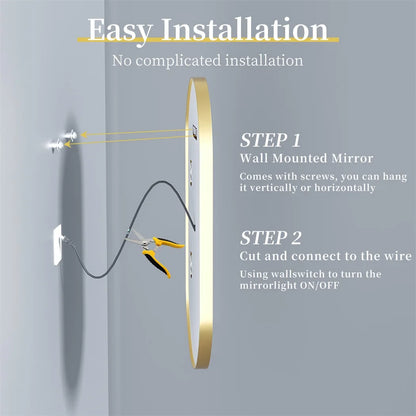 LUVODI Luxury Oval LED Bathroom Mirror with Gold Aluminium Frame & Demister