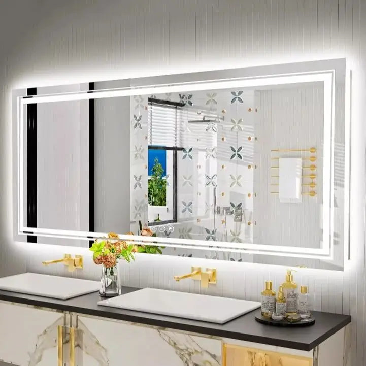 Large Illuminated LED Bathroom Mirror with Front & Backlit Lighting