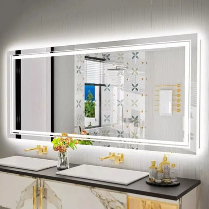 Large Illuminated LED Bathroom Mirror with Front & Backlit Lighting