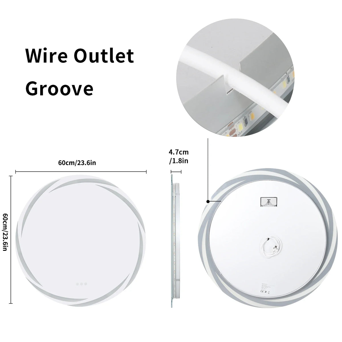 Round LED Bathroom Mirror with Backlit Illumination