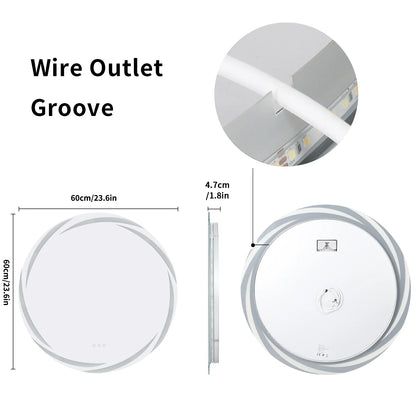 Round LED Bathroom Mirror with Backlit Illumination