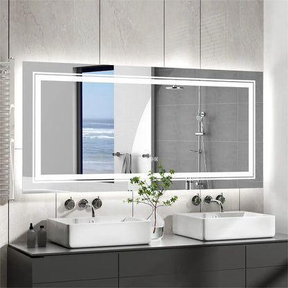 Large Illuminated LED Bathroom Mirror with Front & Backlit Lighting