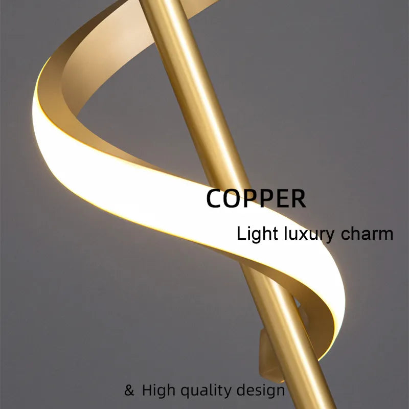 Twisted LED wall light in black and gold finish, modern design suitable for living room decor, by Light My House.