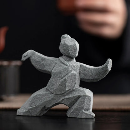 DArtano miniature Tai Chi master figurine made of Chinese stone, ideal for home or tea table décor.