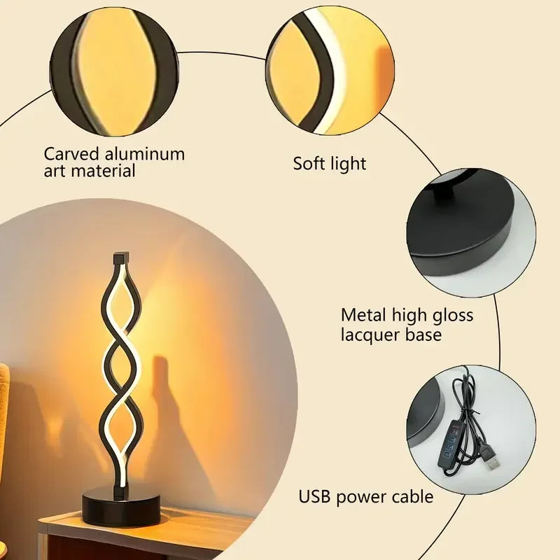 Modern DArtano Twist LED night light table lamp with dimmable ambient lighting, stylish design, and soft glow for cozy spaces.