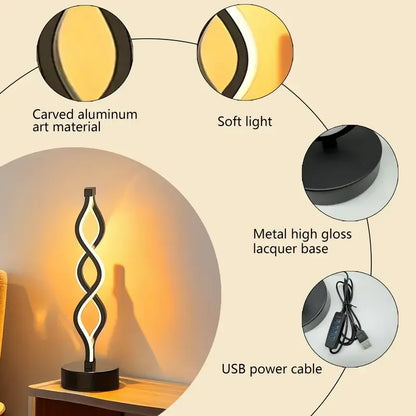Modern DArtano Twist LED night light table lamp with dimmable ambient lighting, stylish design, and soft glow for cozy spaces.