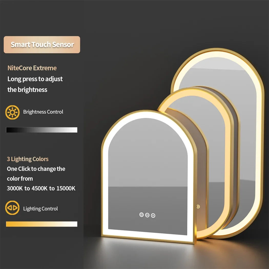 LUVODI Luxury Oval LED Bathroom Mirror with Gold Aluminium Frame & Demister