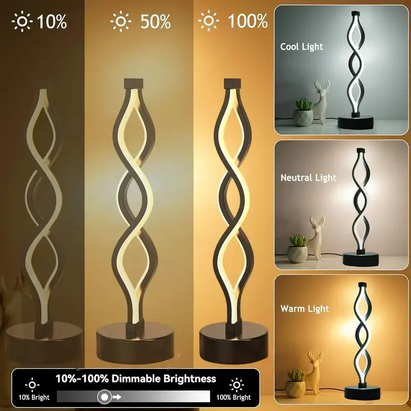 Modern Twist LED table lamp by DArtano, dimmable night light with ambient glow, sleek design, and adjustable brightness.