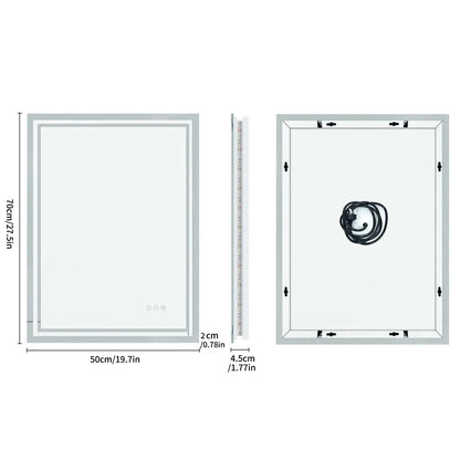 LED Illuminated Bathroom Mirror with Anti-Fog & 3-Colour Touch Lighting