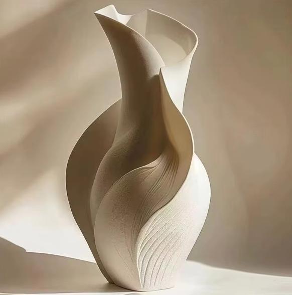 Nordic ceramic vase by TrendHomeDepot featuring a minimalist abstract design, ideal for modern Scandinavian home décor.