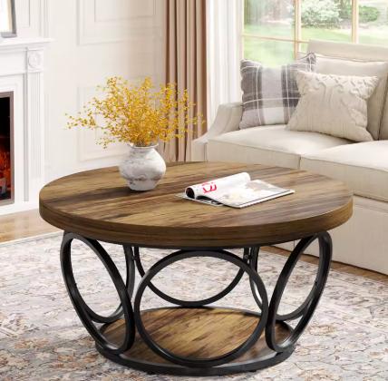 Tribesigns Round Coffee Table,80cm Round Wood Center Table