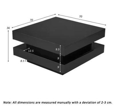 Square High Gloss Coffee Table with 360° Rotating Top,Tea Table with 16-Color LED